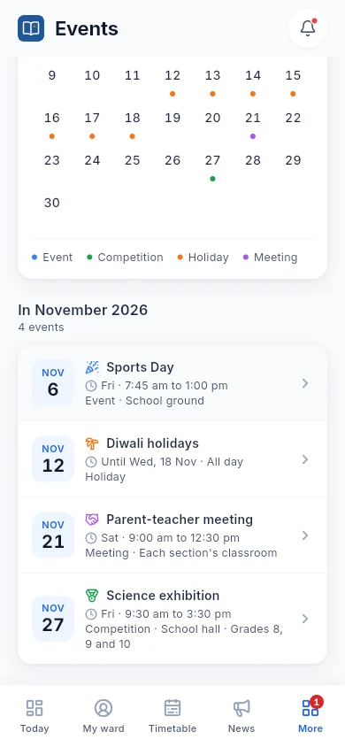 Events calendar