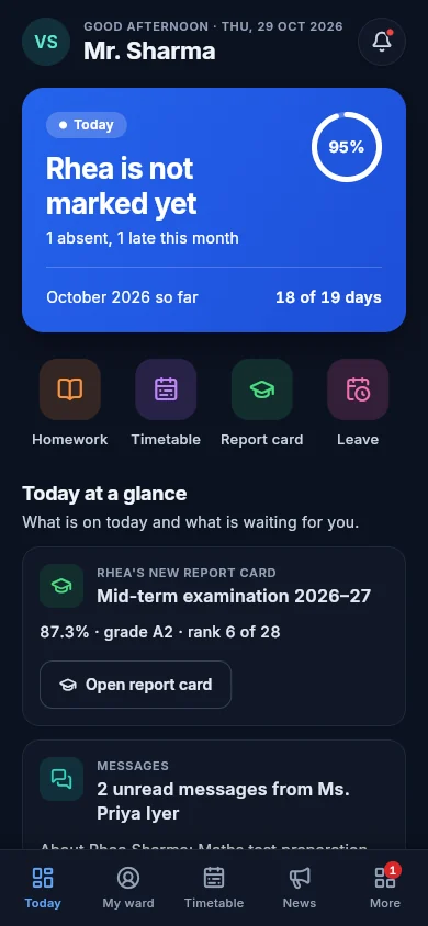 The parent app in dark mode